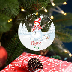 Personalized Snowman Christmas Custom Name Acrylic Ornament 2024 for Family Lovers Christmas Xmas Snowman Ornament Memories
