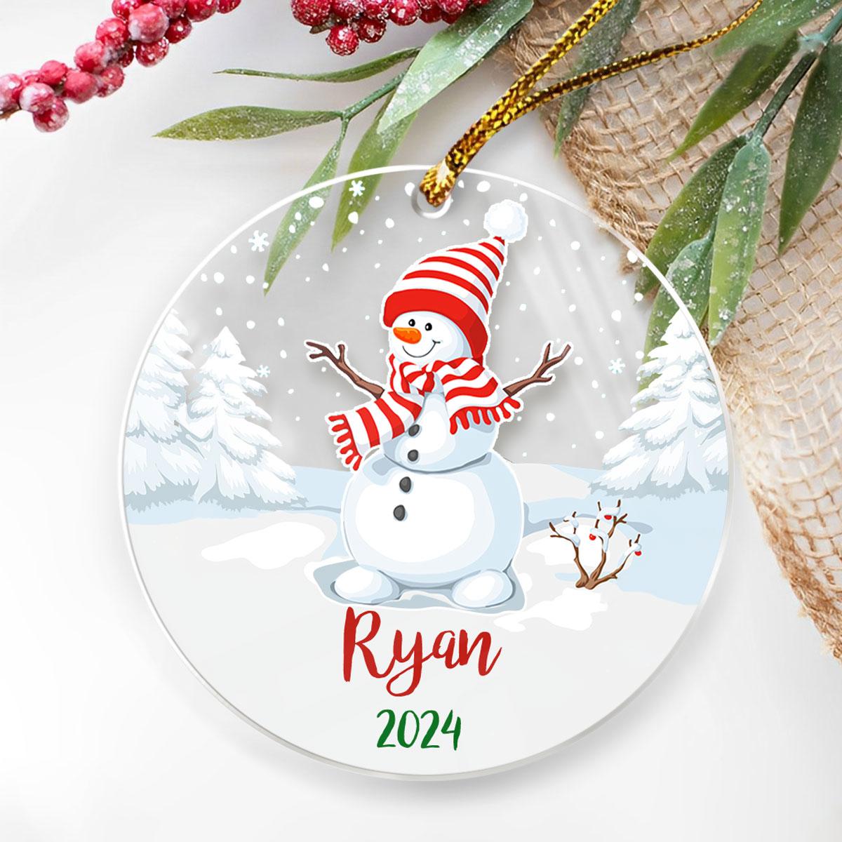 Personalized Snowman Christmas Custom Name Acrylic Ornament 2024 for Family Lovers Christmas Xmas Snowman Ornament Memories