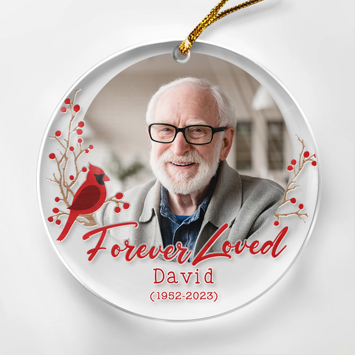 Personalized Memorial Cusstom Photo Ornament Cardinal Acrylic Ornament 2024 for Memorial Loved One Sympathy Gift Keepsake Xmas Gift Ideas