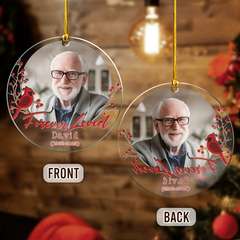 Personalized Memorial Cusstom Photo Ornament Cardinal Acrylic Ornament 2024 for Memorial Loved One Sympathy Gift Keepsake Xmas Gift Ideas