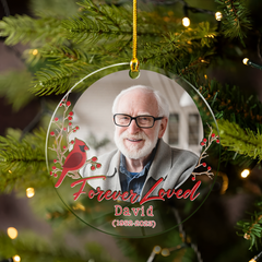Personalized Memorial Cusstom Photo Ornament Cardinal Acrylic Ornament 2024 for Memorial Loved One Sympathy Gift Keepsake Xmas Gift Ideas