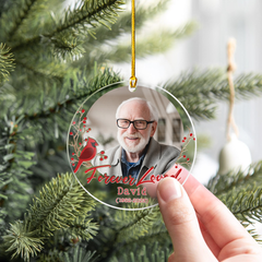 Personalized Memorial Cusstom Photo Ornament Cardinal Acrylic Ornament 2024 for Memorial Loved One Sympathy Gift Keepsake Xmas Gift Ideas
