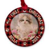 Personalized Cat Ornament First Christmas Custom Photo Wood Ornament 2024 for Kitten Cat Mom Cat Dad Pet Owner Tree Decoration Xmas Gift Ideas