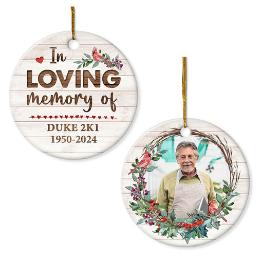 Personalized Dad Mom Memorial Ornament Custom Photo in Loving Memory Ceramic Ornaments 2024 for Loved One Family Members Sympathy Bereavement Circle Ornaments