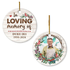Personalized Dad Mom Memorial Ornament Custom Photo in Loving Memory Ceramic Ornaments 2024 for Loved One Family Members Sympathy Bereavement Circle Ornaments