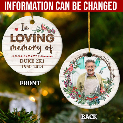 Personalized Dad Mom Memorial Ornament Custom Photo in Loving Memory Ceramic Ornaments 2024 for Loved One Family Members Sympathy Bereavement Circle Ornaments