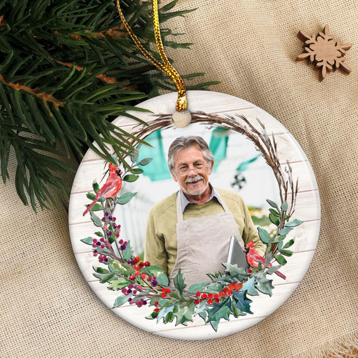 Personalized Dad Mom Memorial Ornament Custom Photo in Loving Memory Ceramic Ornaments 2024 for Loved One Family Members Sympathy Bereavement Circle Ornaments