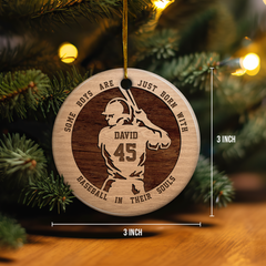 Personalized Baseball Ornament Custom Name Ceramic Ornaments 2024 for Boys Boyfriends Baseball Lovers Christmas Tree Decoration Circle Ornaments