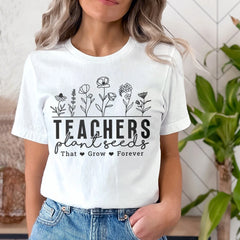 Sandjest Teacher T-Shirt Teachers Plant Seeds Hand Drawing Gift for Women Girl Friend