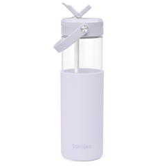 Glass Water Bottle with Silicone Sleeve and Straw Lid 20oz for Girls Women, Glass Drinking Bottles for Travel Home Gym Sports