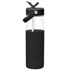 Glass Water Bottle with Silicone Sleeve and Straw Lid 20oz for Girls Women, Glass Drinking Bottles for Travel Home Gym Sports