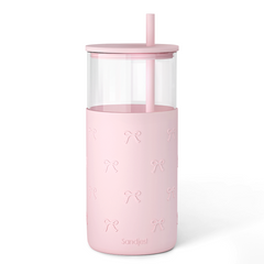 Glass Tumbler with Straw and Lid, Glass Water Bottle with Silicone Sleeve 20oz, Smoothie, Iced Coffee Cup, Gifts for Women Teen Girls Birthday Christmas