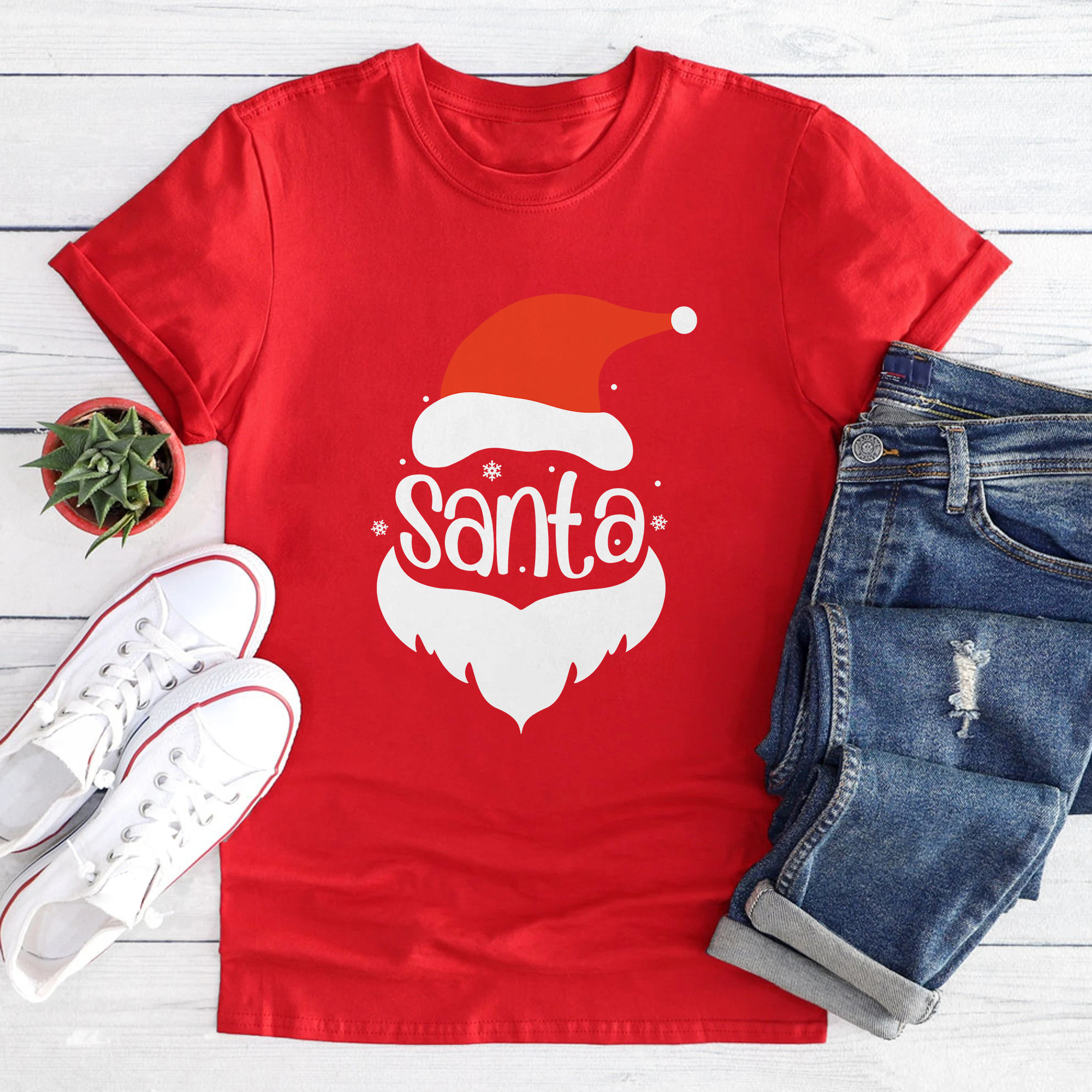 Sandjest Christmas Couple T-Shirt Santa's Favourite Ho Gifts for Husband Wife Girlfriend Boyfriend