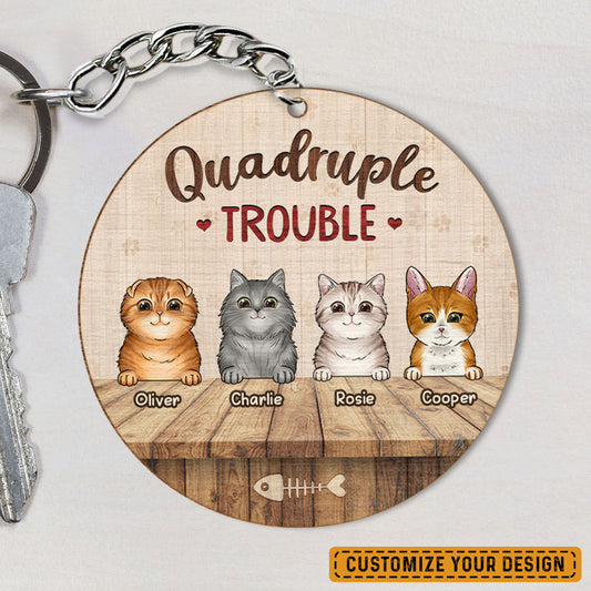 Trouble Maker Cat Personalized Keychain