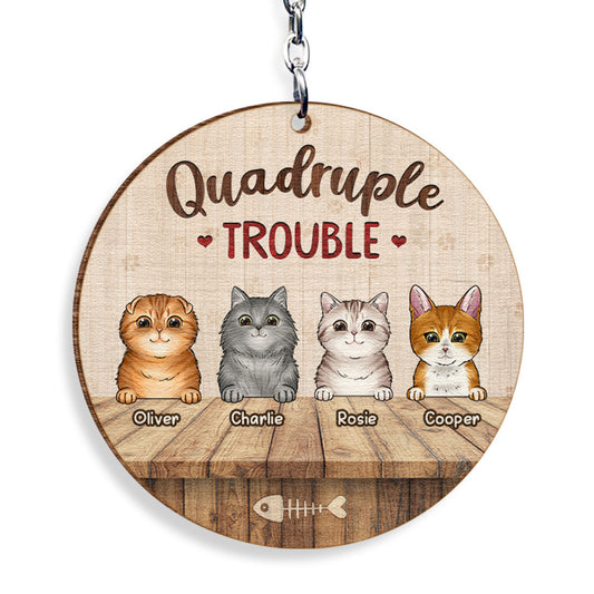 Trouble Maker Cat Personalized Keychain
