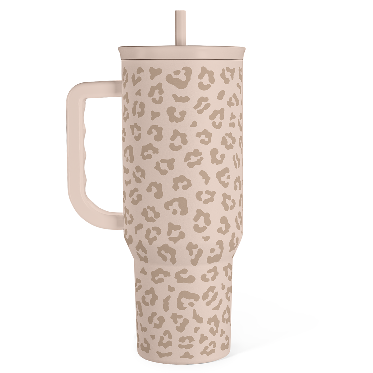 Leopard Tumbler with Handle, Insulated Cup Stainless Steel Travel Mug Cup, Gifts for Women Girl on Birthday Christmas, Tan Leopard, 40oz