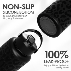 Leopard Water Bottle 32oz Stainless Steel Double Wall Vacuum Insulated with Lid, Leopard Print Water Bottles for Gym Sports Travel Outdoor, Gifts for Women Girls Ladies Birthday Christmas