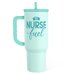 Nurse Gift Tumbler 40oz with Handle and Straw - Nurse Fuel Insulated Stainless Steel Travel Coffee Mug for Nurses Nursing Friend Student - Gifts for Nurse Week, Appreciation, Birthday, Christmas