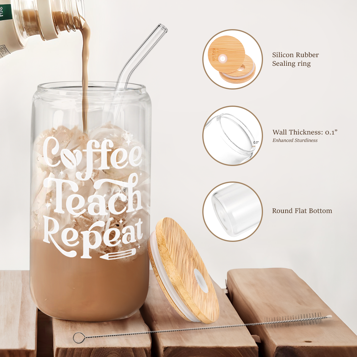 Teacher GlassGlow | Glass Tumbler with Bamboo Lid 16oz