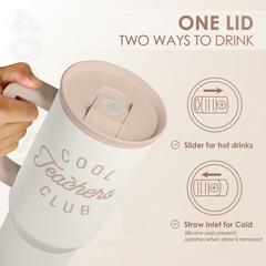 Teacher Appreciation Gift for Women - Stainless Steel Insulated Tumbler with Handle - Teachers Travel Coffee Mug Cup for Women Back to School Birthday Christmas, 40oz