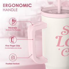 Inspirational Gifts for Women Girls, Inspiration Stainless Steel Insulated Tumbler with Handle, Self Love Clup Coffee Travel Mug Cup, Gift for Birthday Christmas, 40oz