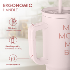 Gift for Mom - Mama Mommy Mom Bruh Stainless Steel Tumbler with Handle, Travel Coffee Mug for Moms - Gifts for Birthday Christmas Mothers Day, 40oz