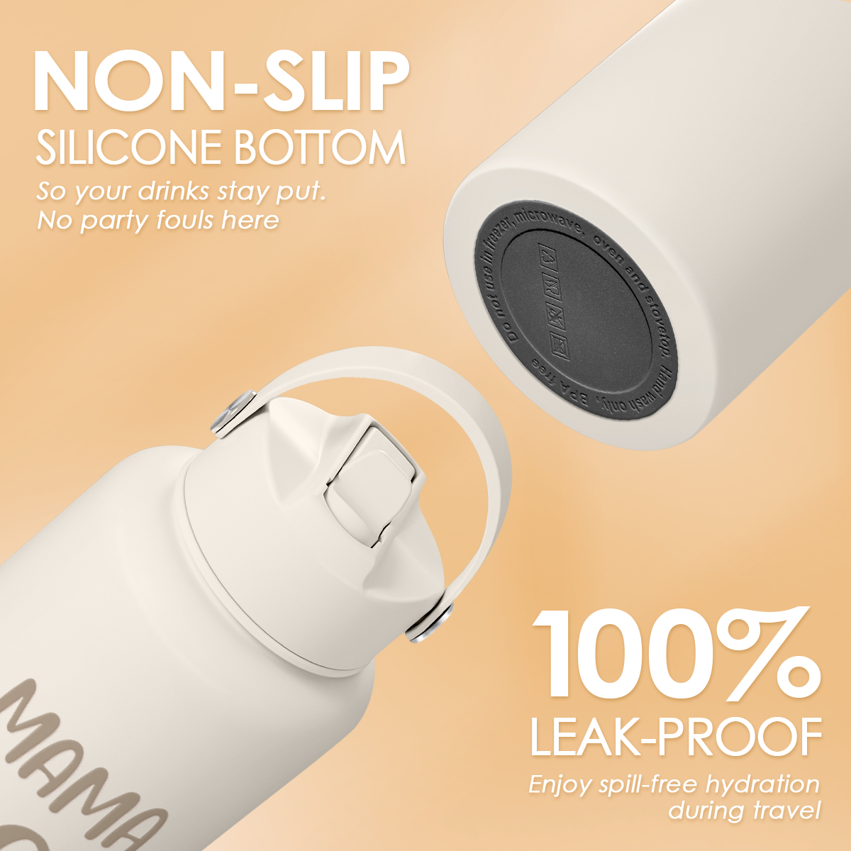Beige Mama Bear SipChic | Straw Lid Water Bottle 32oz