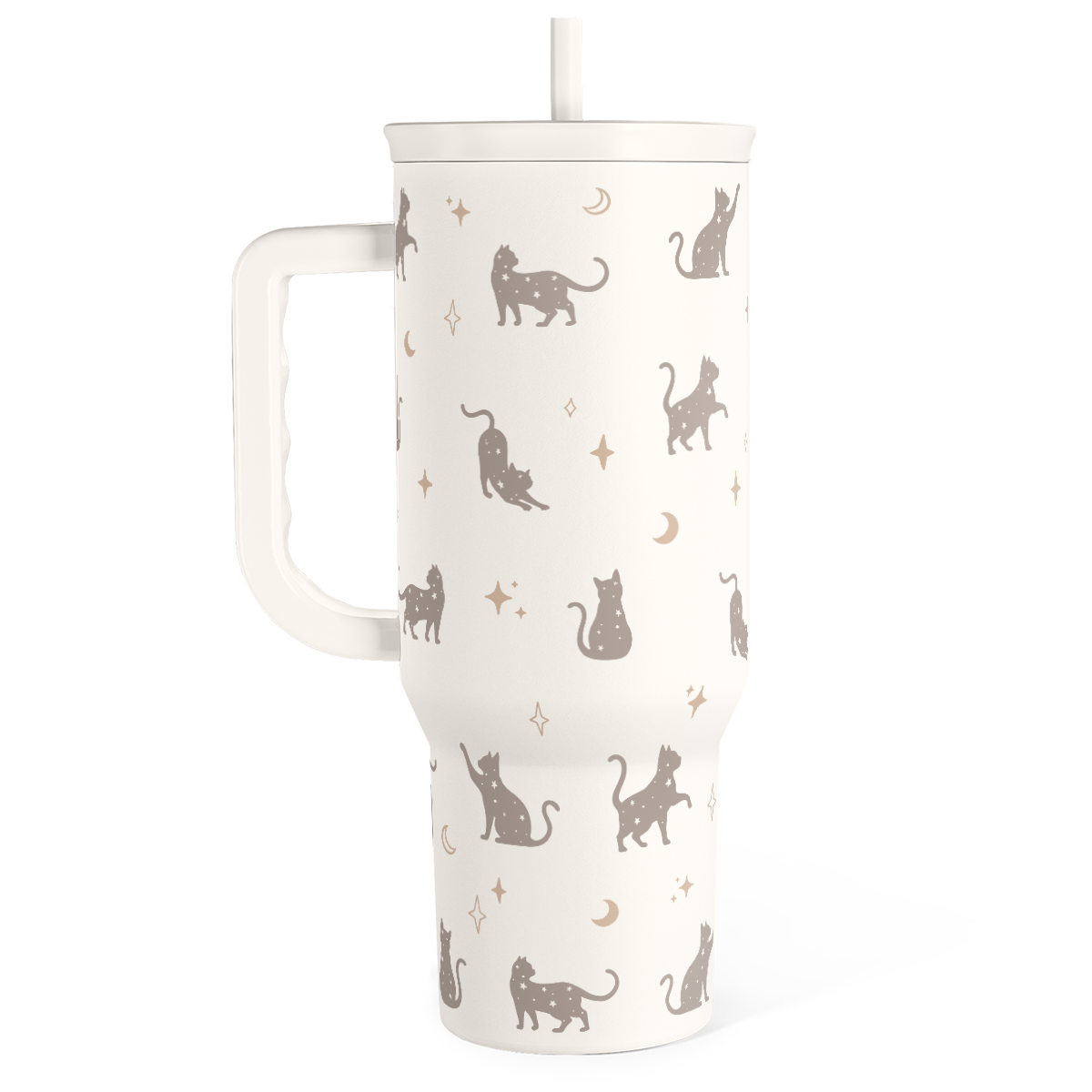 Gift for Cat Lovers Cat Mom - 40oz Insulated Stainless Steel Tumbler with Handle and Straw - Travel Coffee Mug for Women, Cat Owners - Gift for Birthday, Christmas