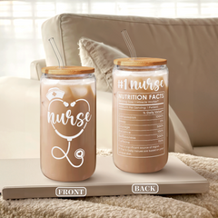 Nurse GlassGlow | Glass Tumbler with Bamboo Lid 16oz
