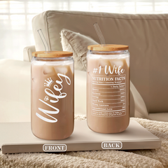 Wife GlassGlow | Glass Tumbler with Bamboo Lid 16oz