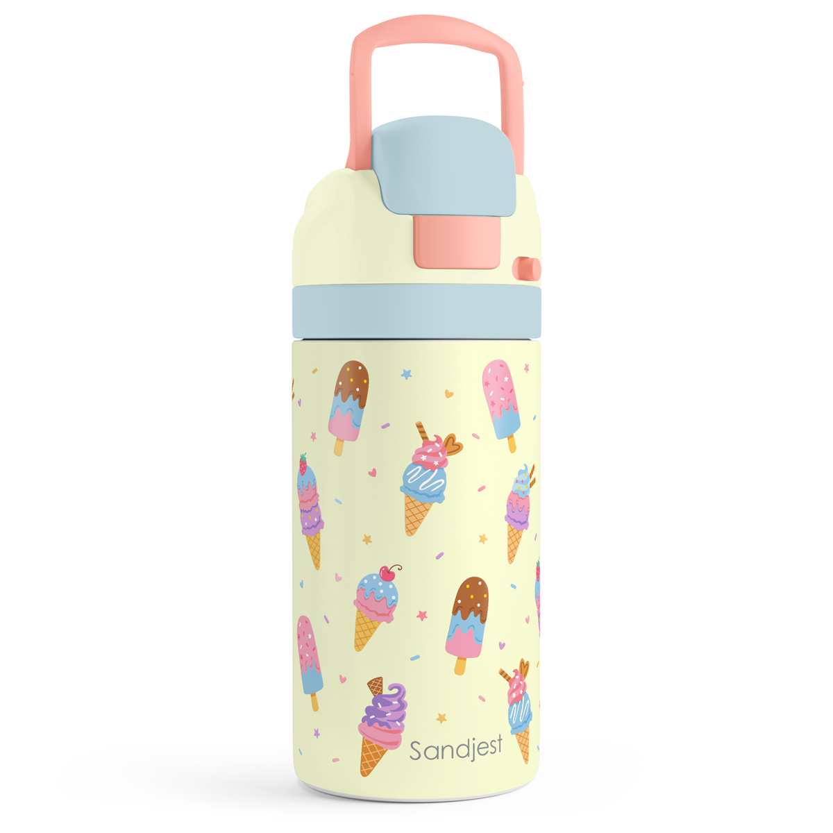 FunzyPop 16oz Kids Push-button Water Bottle | Ice Cream