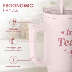 Teacher Gift - Stainless Steel Insulated Tumbler with Handle - Cool Teacher Club Travel Coffee Mug Cup for Women Back to School Birthday Christmas Teacher's Appreciation, 40oz