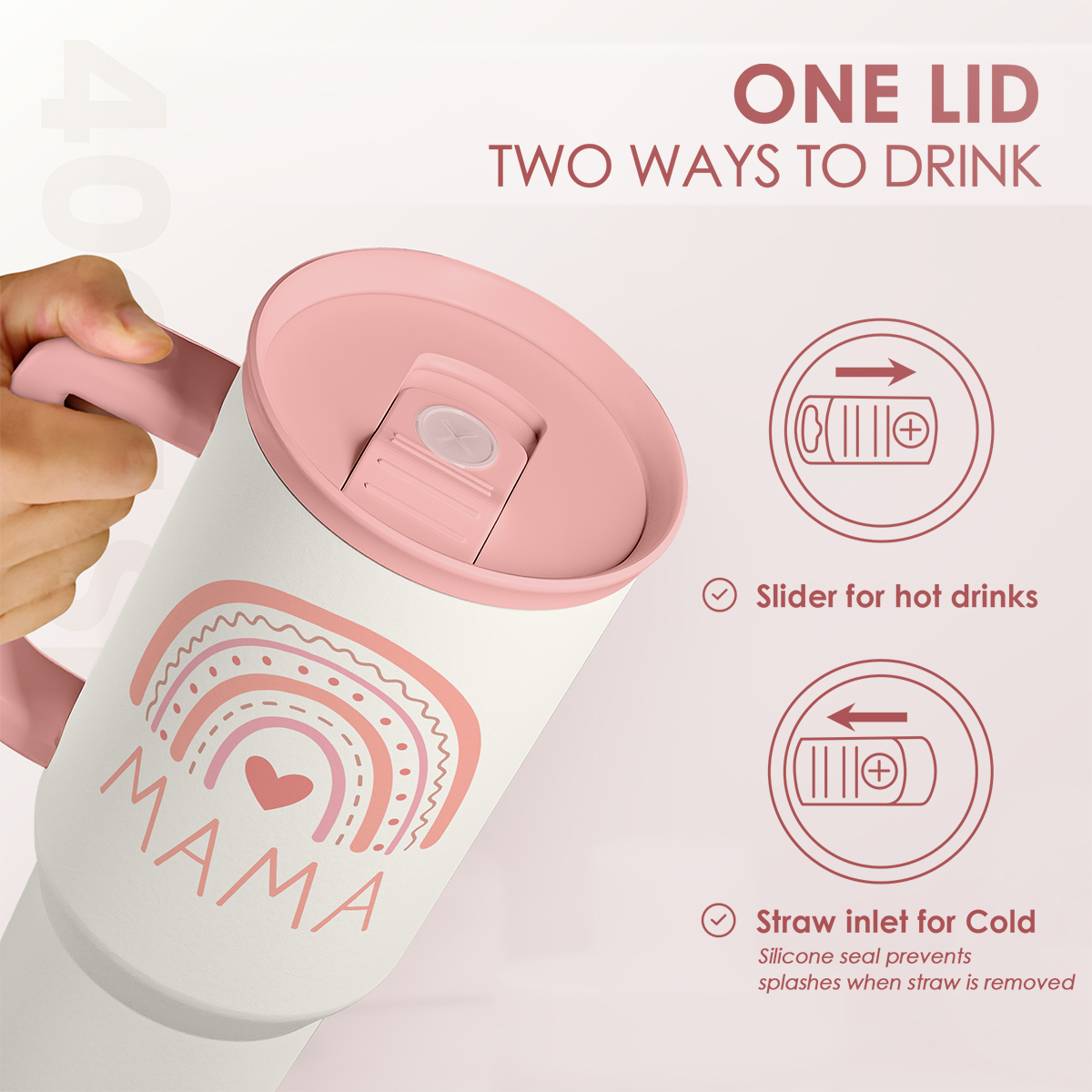 Pink Mom Mama Slidemate | Slider Tumbler with Handle 40oz