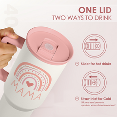 Gift for Mom from Daughter Son - Mama Insulated Stainless Steel Tumbler 40oz with Handle and Straw, Travel Coffee Mug for Mommy Moms - Gifts Idea for Birthday Christmas Mothers Day