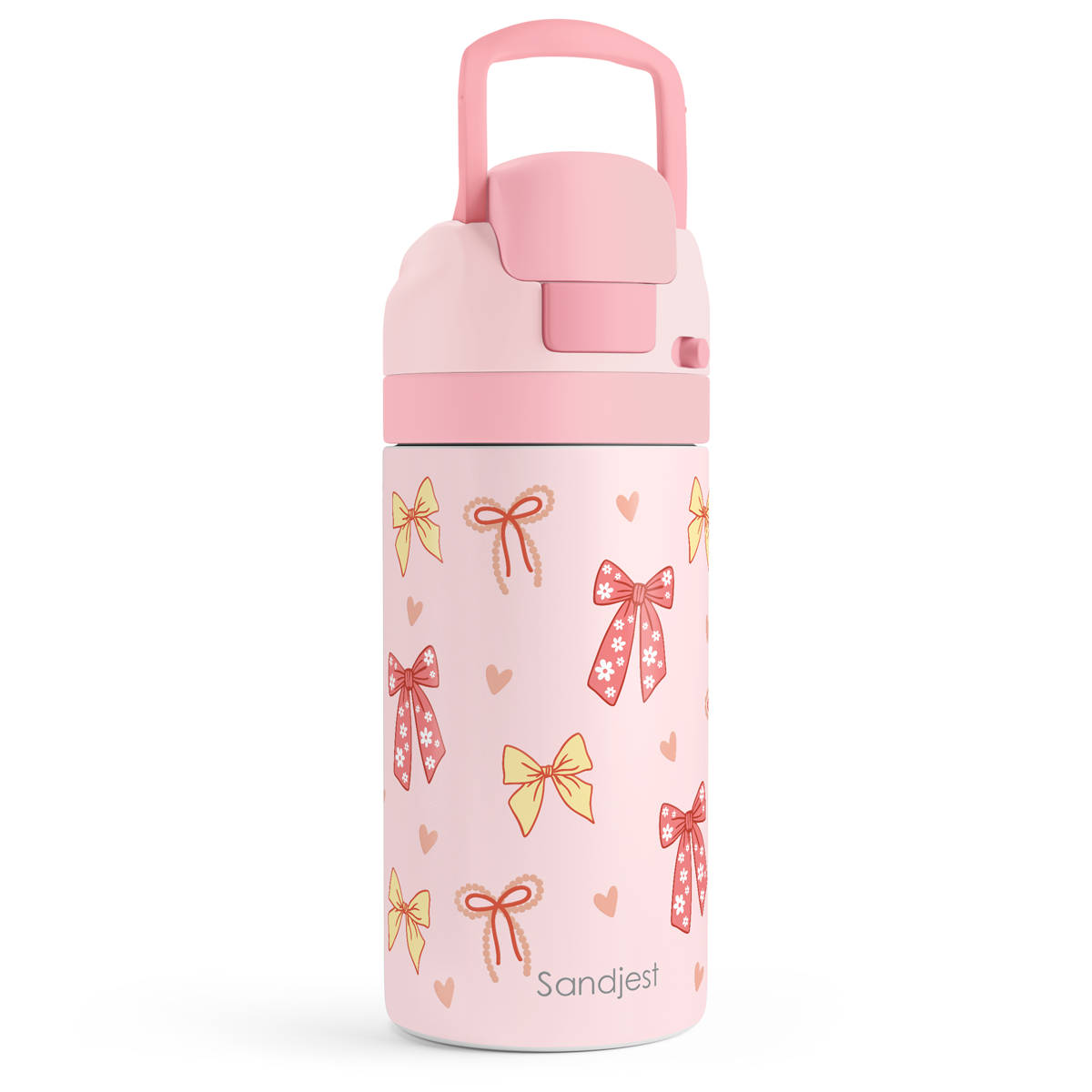 FunzyPop 16oz Kids Push-button Water Bottle | Coquette Bows