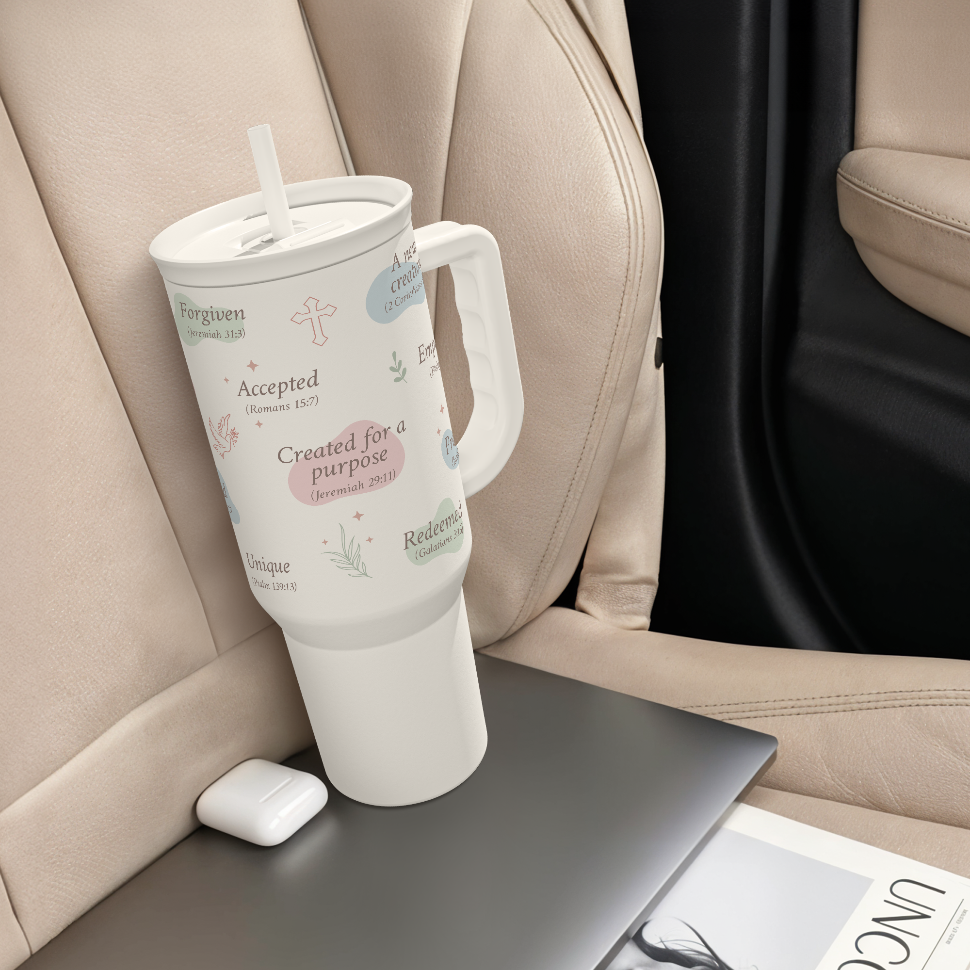 White Christian Slidemate | Slider Tumbler with Handle 40oz