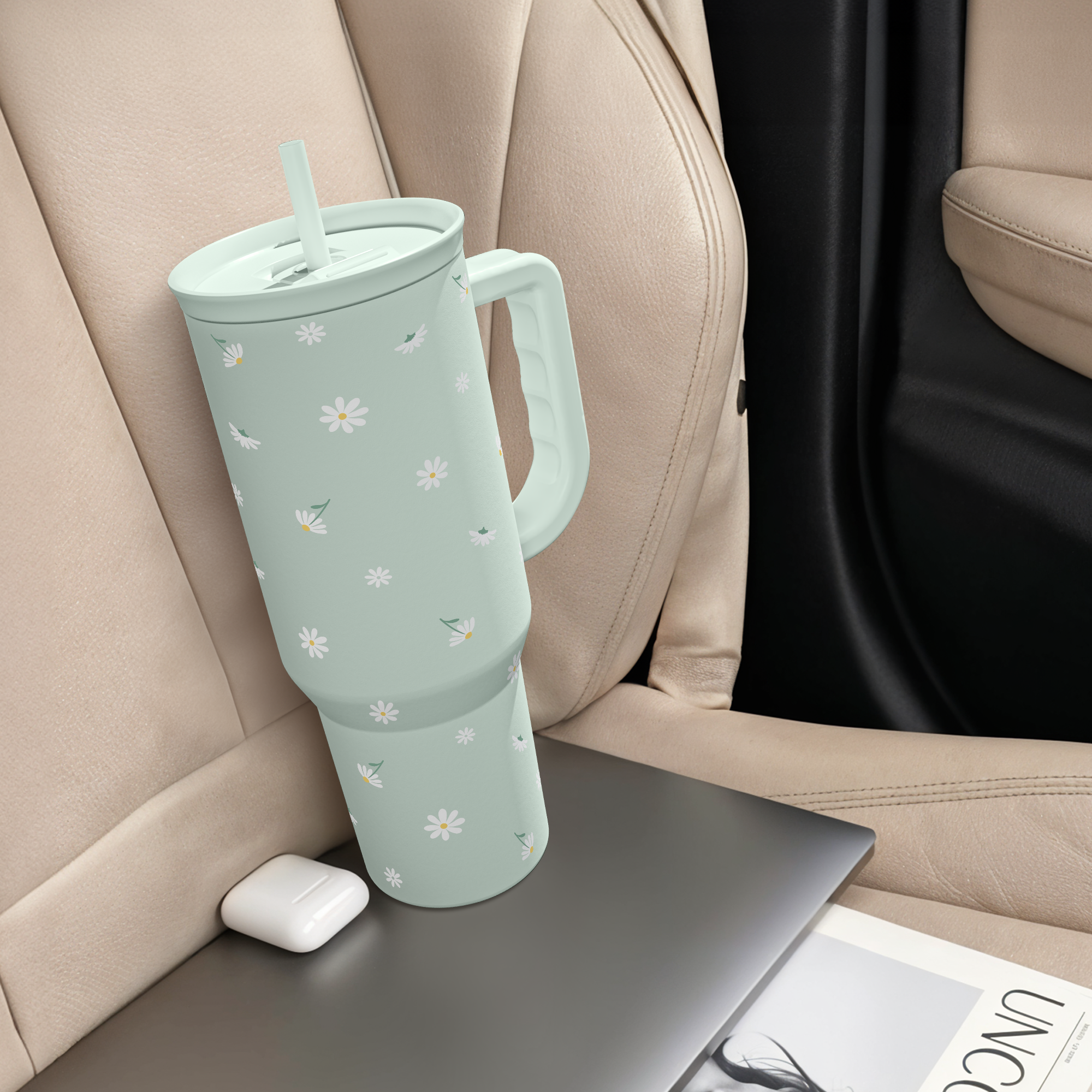 Mint Daisy Slidemate | Slider Tumbler with Handle 40oz