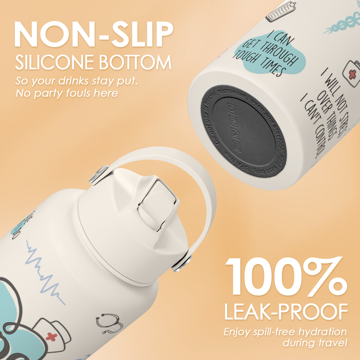 White Nurse SipChic | Straw Lid Water Bottle 32oz