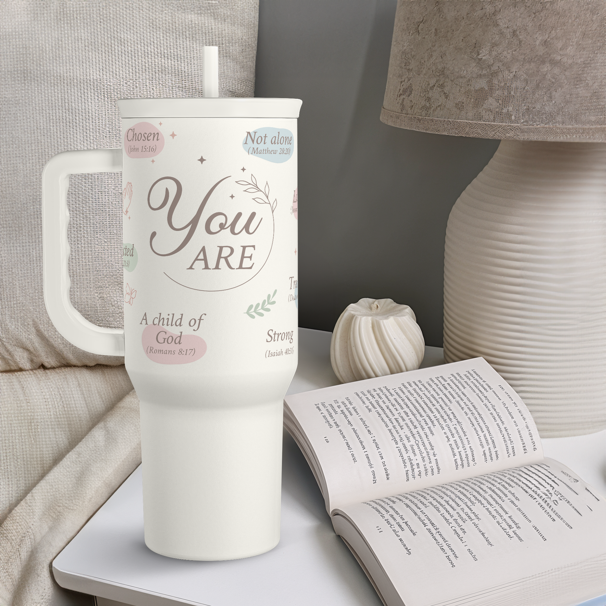 White Christian Slidemate | Slider Tumbler with Handle 40oz