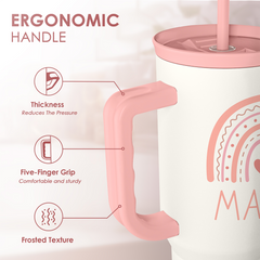 Gift for Mom from Daughter Son - Mama Insulated Stainless Steel Tumbler 40oz with Handle and Straw, Travel Coffee Mug for Mommy Moms - Gifts Idea for Birthday Christmas Mothers Day