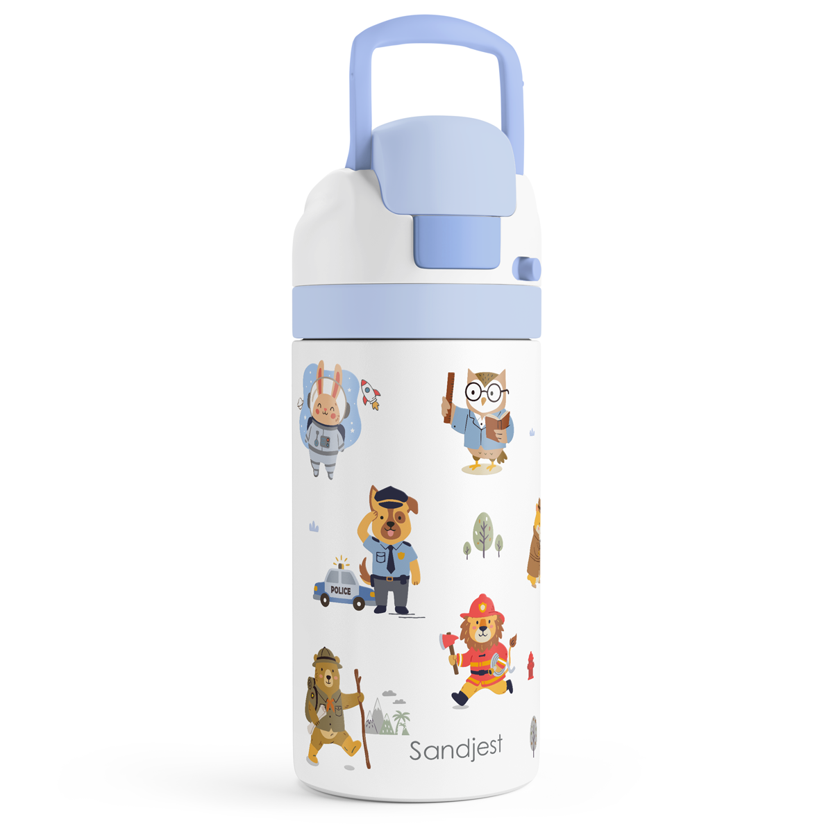 FunzyPop 16oz Kids Push-button Water Bottle | Cute Animals