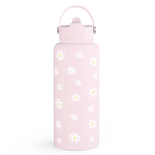 Daisy Water Bottle Stainless Steel 32oz Insulated with Lid, Flower Water Bottles Gifts for Women Girls Friends Teens Birthday Christmas