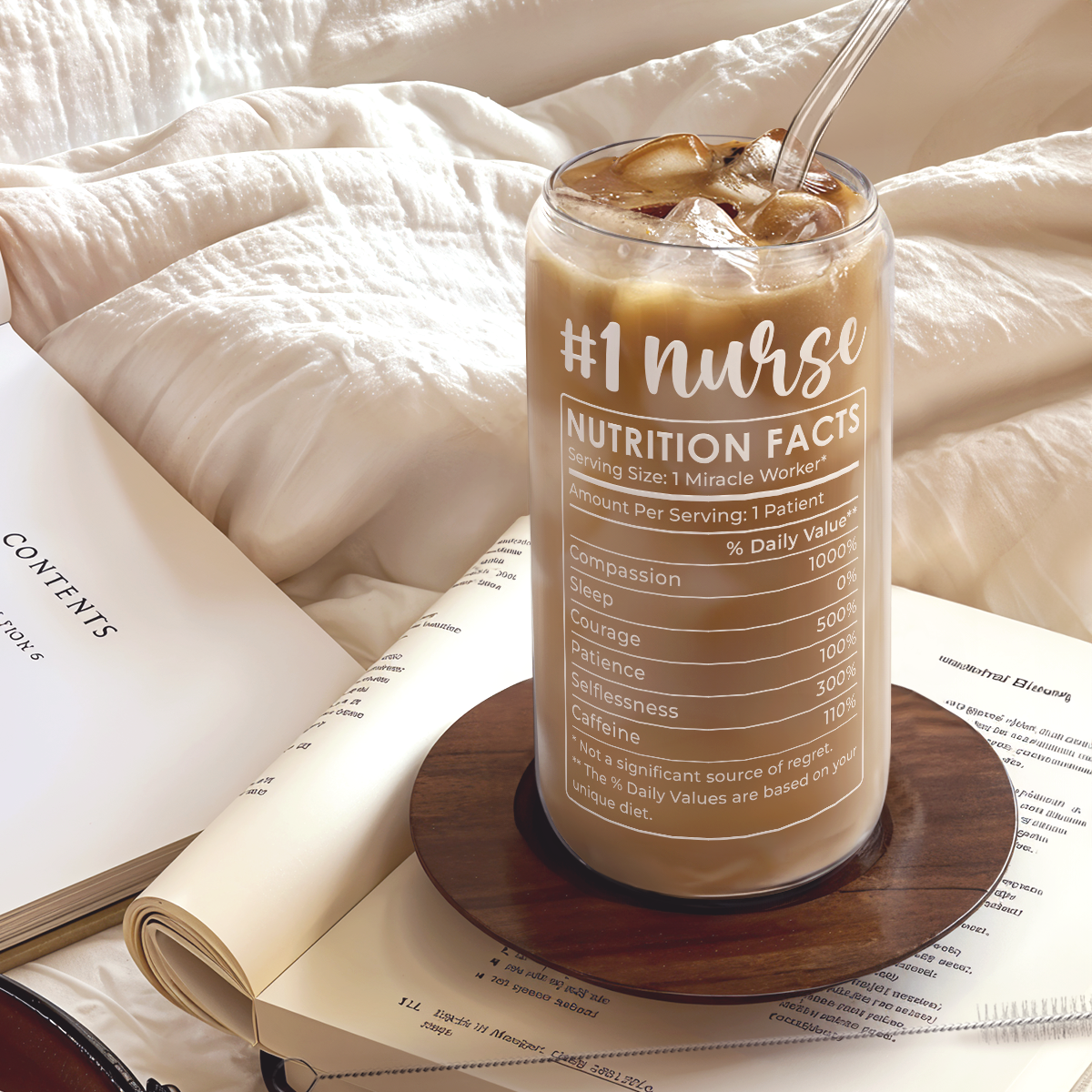 Nurse GlassGlow | Glass Tumbler with Bamboo Lid 16oz