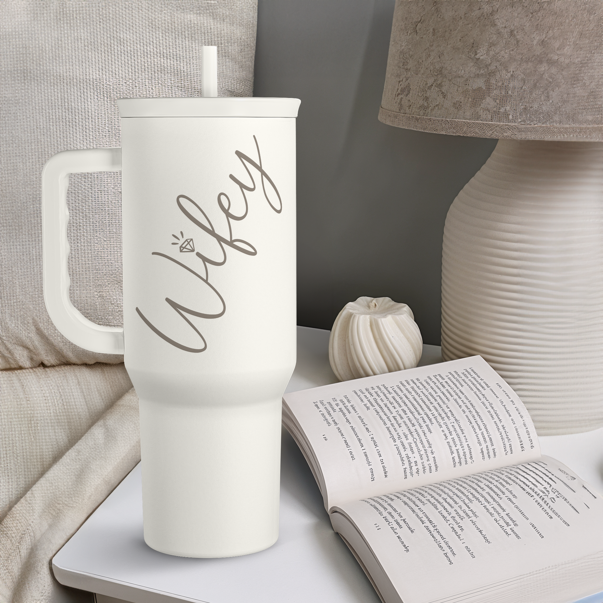 White Wife Slidemate | Slider Tumbler with Handle 40oz
