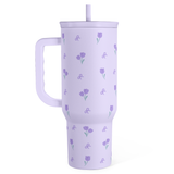 Purple Floral Slidemate | Slider Tumbler with Handle 40oz