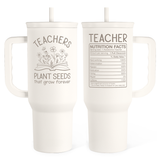 White Teacher Slidemate | Slider Tumbler with Handle 40oz