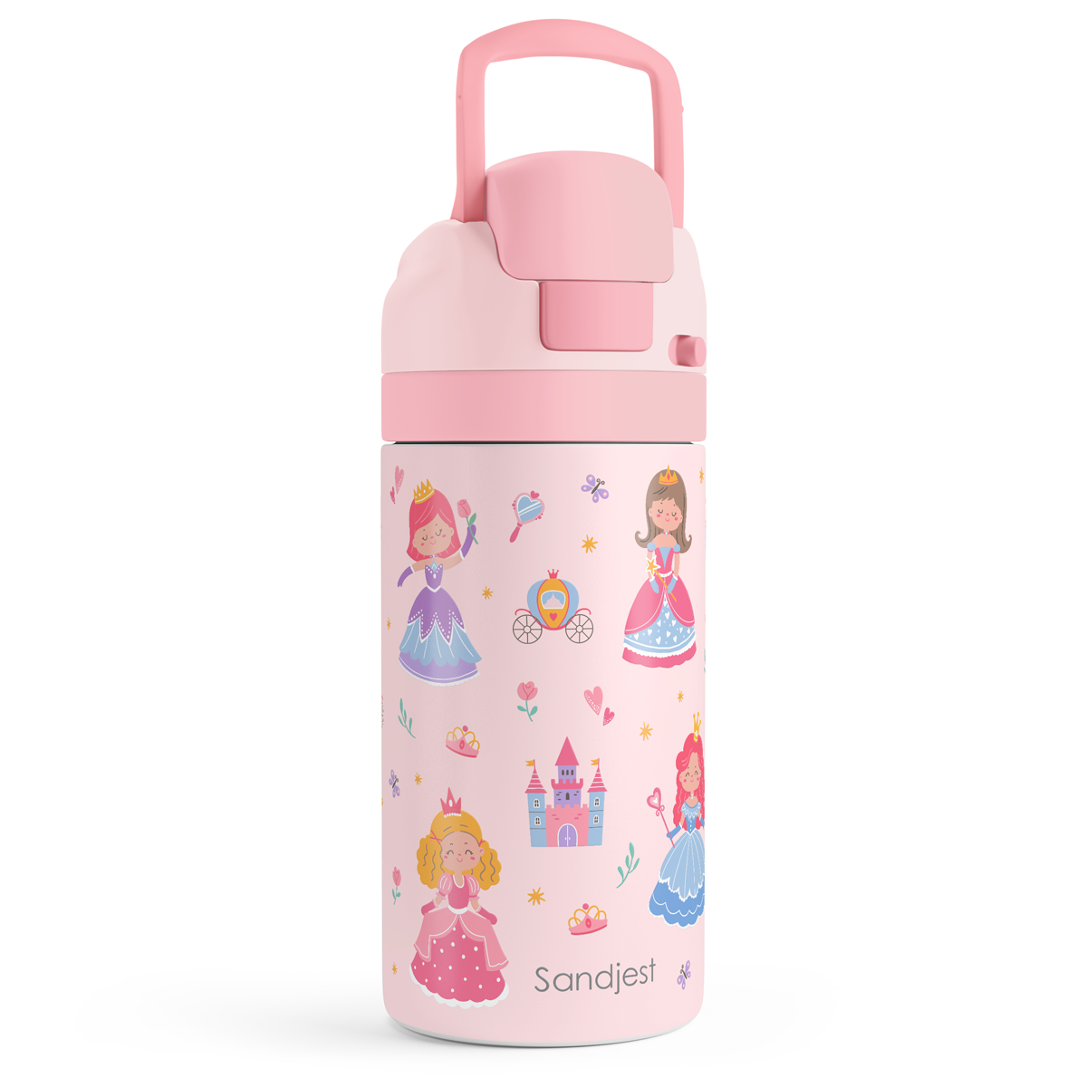 FunzyPop 16oz Kids Push-button Water Bottle | Princess
