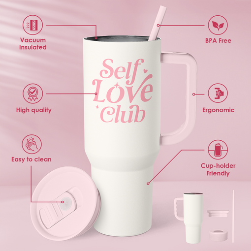 Inspirational Gifts for Women Girls, Inspiration Stainless Steel Insulated Tumbler with Handle, Self Love Clup Coffee Travel Mug Cup, Gift for Birthday Christmas, 40oz