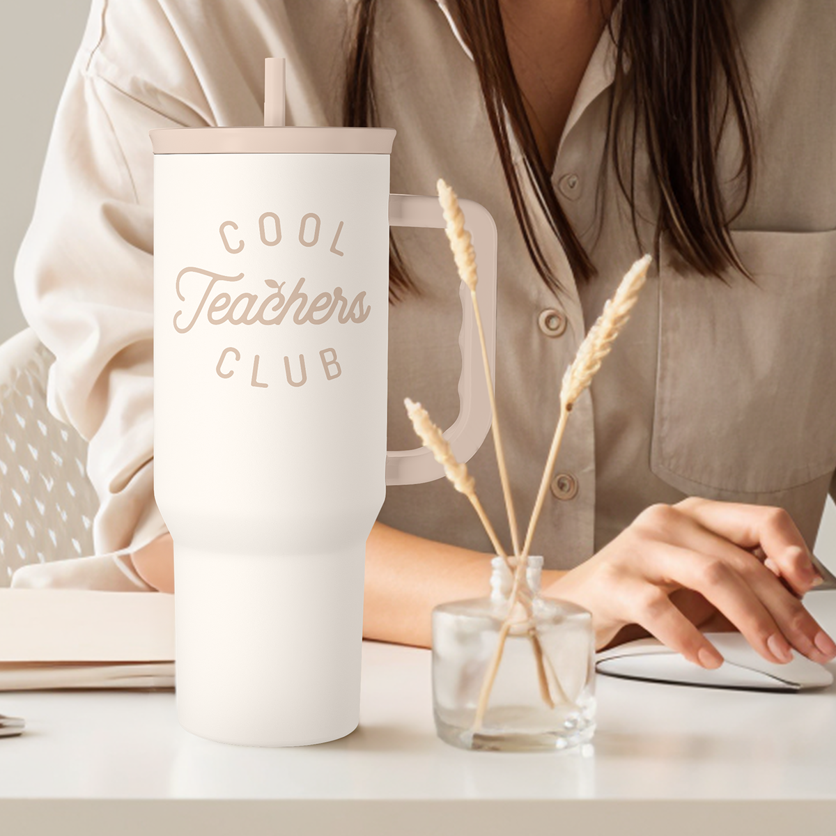 Teacher Appreciation Gift for Women - Stainless Steel Insulated Tumbler with Handle - Teachers Travel Coffee Mug Cup for Women Back to School Birthday Christmas, 40oz