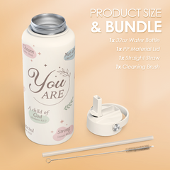 Christian Water Bottle 32oz Stainless Steel Insulated with Lid, Inspiration Gifts for Women, Religious Gifts for Mom Friends Ladies Sisters on Birthday Mother's Day Christmas